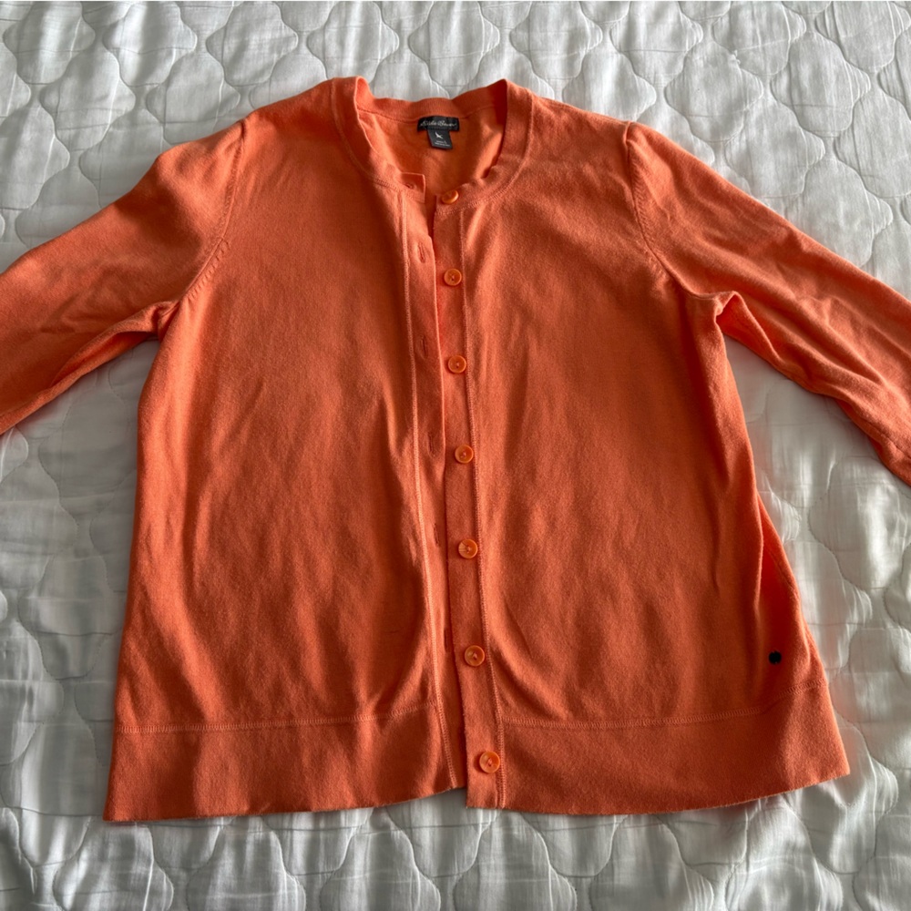 Eddie Bauer Vibrant Orange Cotton Knit Cardigan